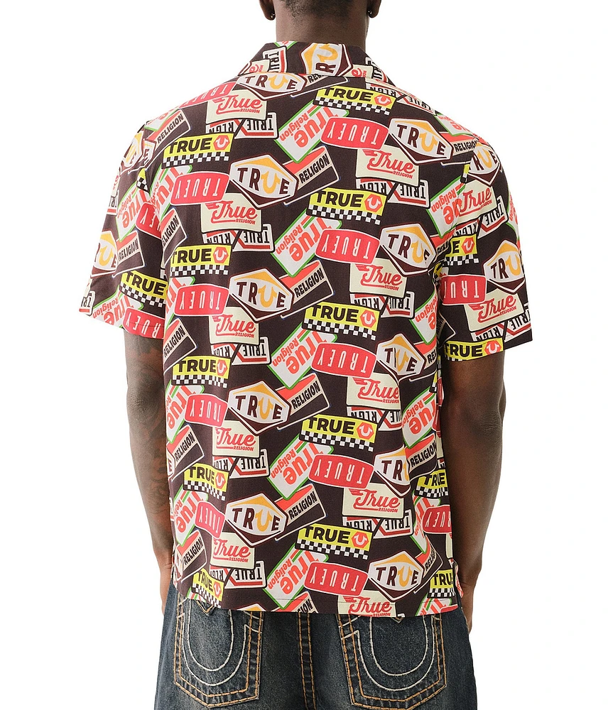 True Religion Camp All Over Print Short Sleeve Shirt