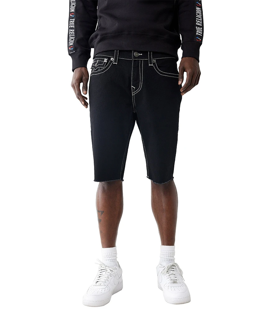 True Religion Ricky Flap Pocket Frayed Hem 12#double; Inseam Denim Shorts