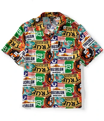True Religion Short Sleeve All Over Print Camp Shirt