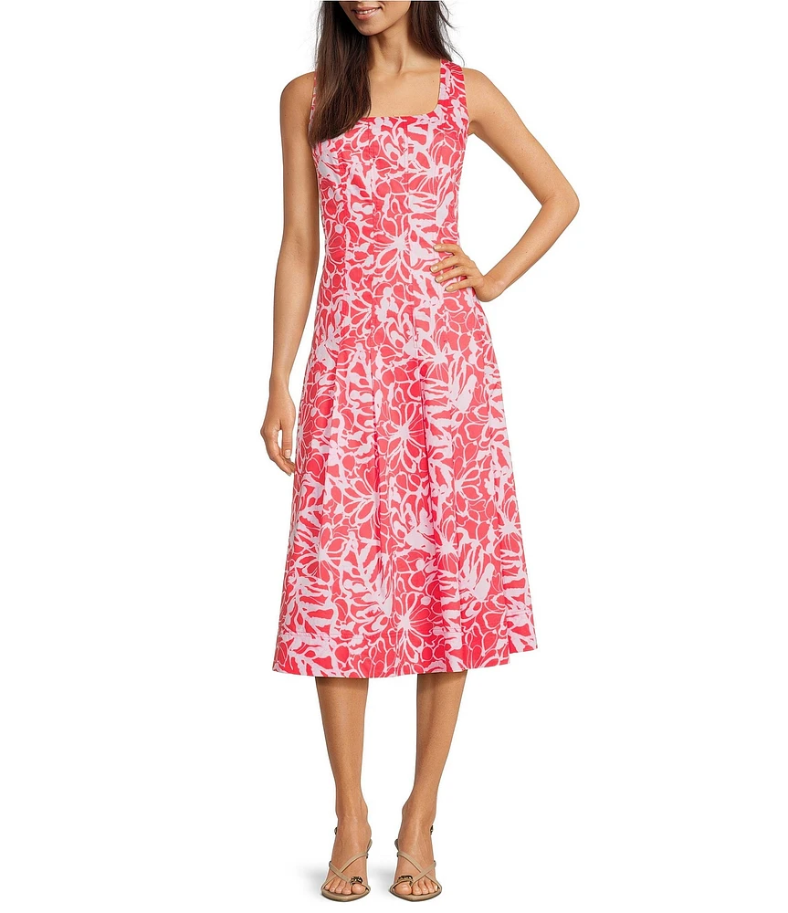 tyler boe Ginny Square Neck Sleeveless Pleated Midi Dress