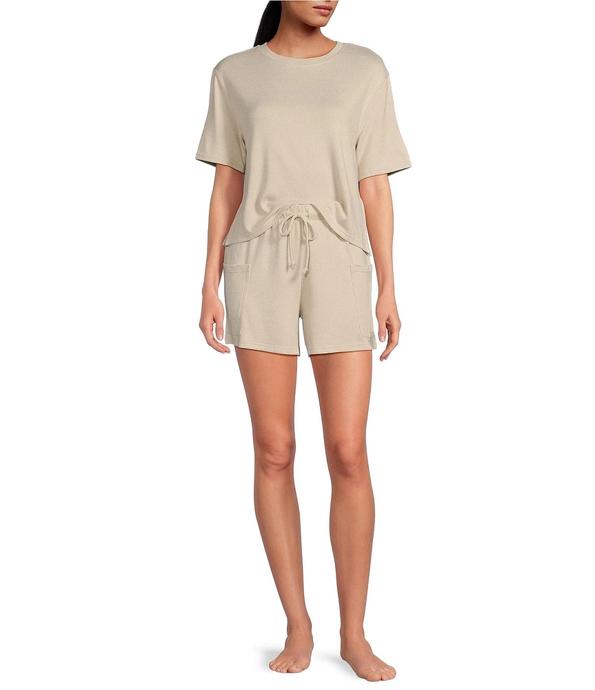 UGG Emaryld Peached Knit Short Sleeve Tee & Cargo Short Lounge Set