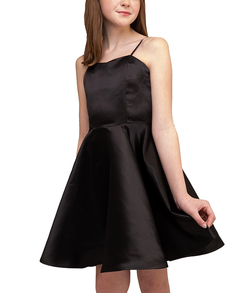 Un Deux Trois Big Girls Fit And Flare Satin Dress