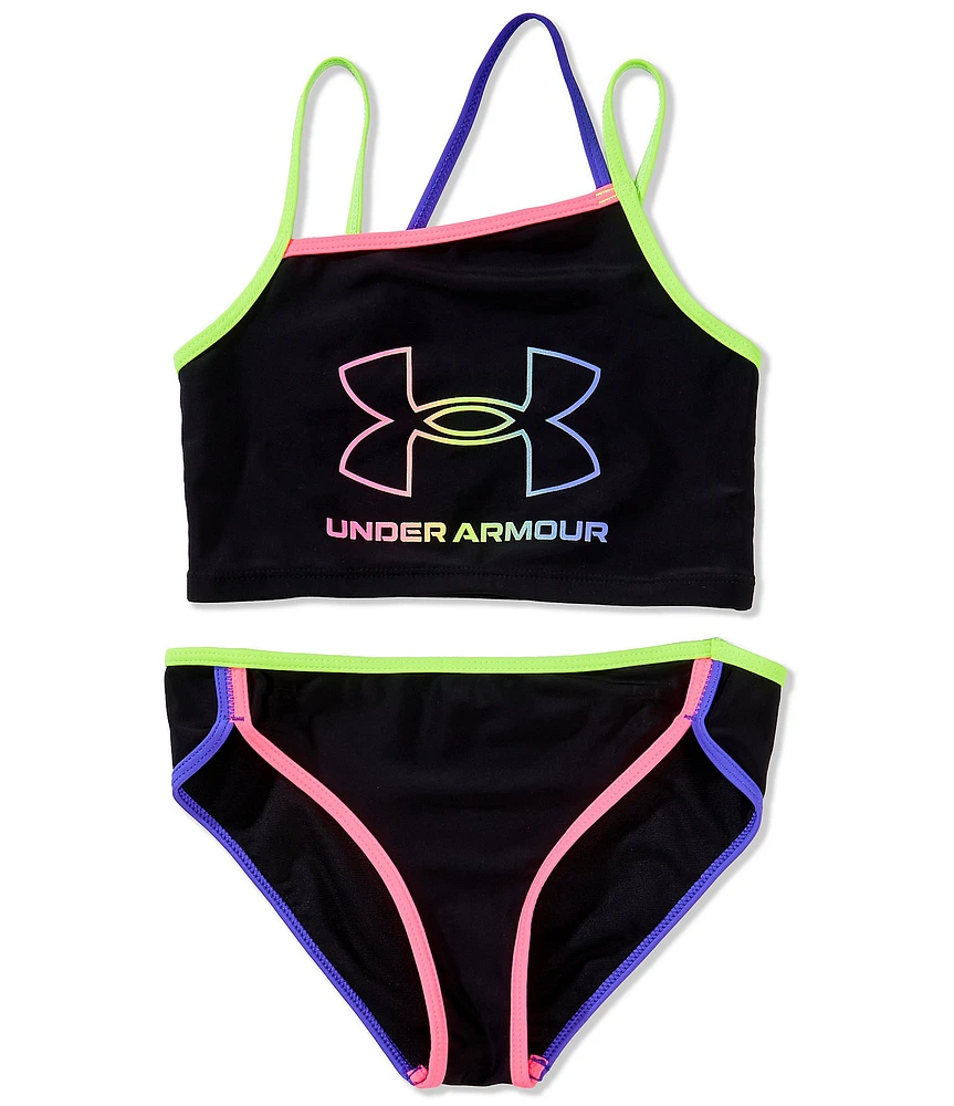 Under Armour Big Girls Angled Midkini Top & Hipster Bottom 2-Piece Swimsuit