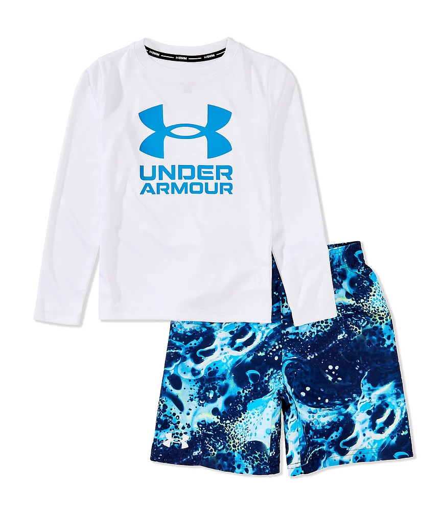 Under Armour Little Boys Long Sleeve Biomolecular Graphic T-Shirt & Coordinating Swim Shorts Set