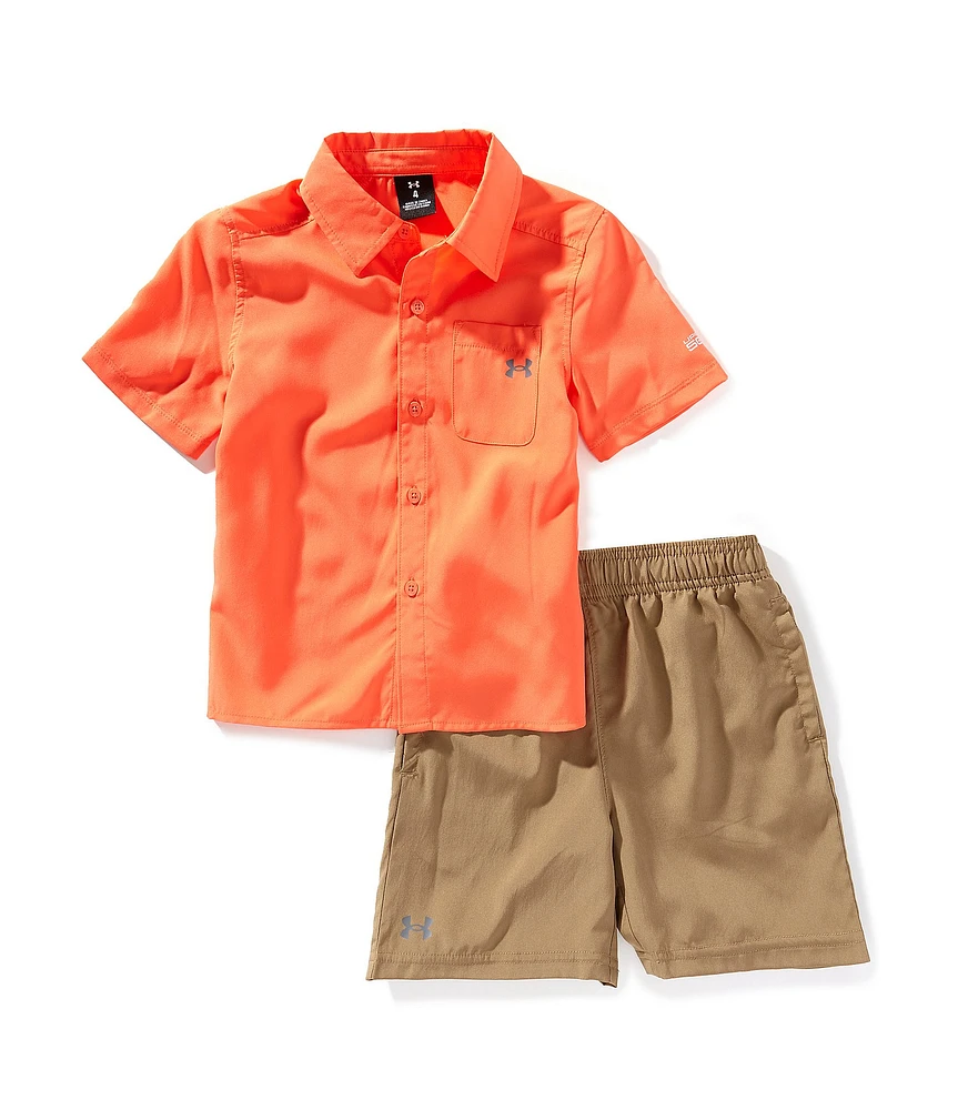 Under Armour Little Boys Short Sleeve Fish Shirt & Shorts Set