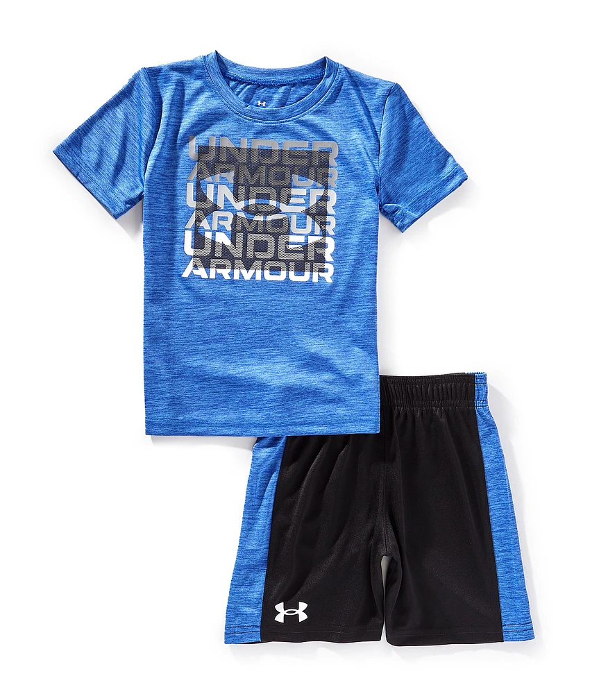 Under Armour Little Boys Short Sleeve Tech Logo T-Shirt & Side Stripe Shorts Set