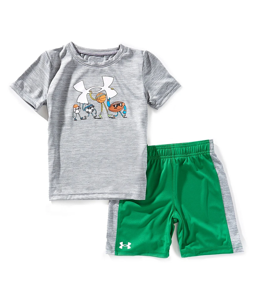Under Armour Little Boys Short Sleeve Tech Multi Sport Graphic T-Shirt & Shorts Set