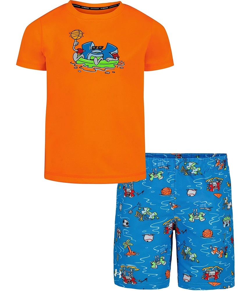 Under Armour Little Boys Town Pool Short Sleeve UPF 50 T-Shirt & Volley Shorts Set