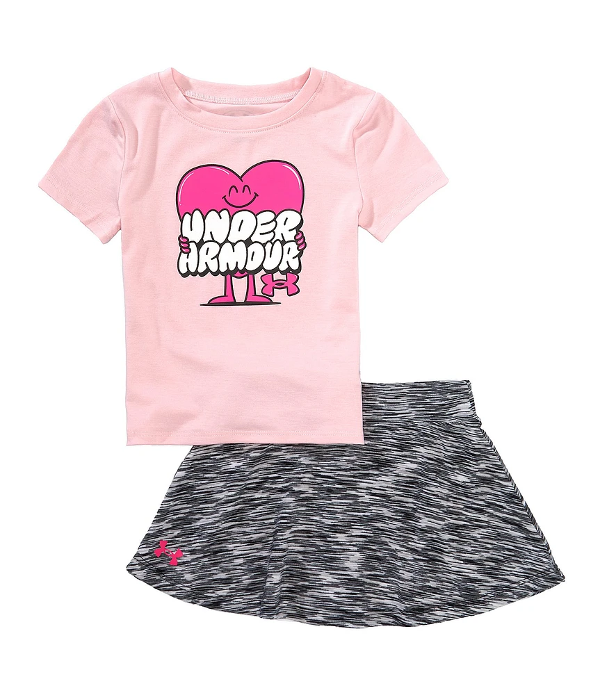 Under Armour Little Girls Short-Sleeve Heart Character Screenprinted T-Shirt & Coordinating Skort Set