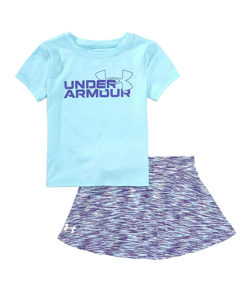 Under Armour Little Girls Short Sleeve UA Logo Twist T-Shirt & Coordinating Skort Set