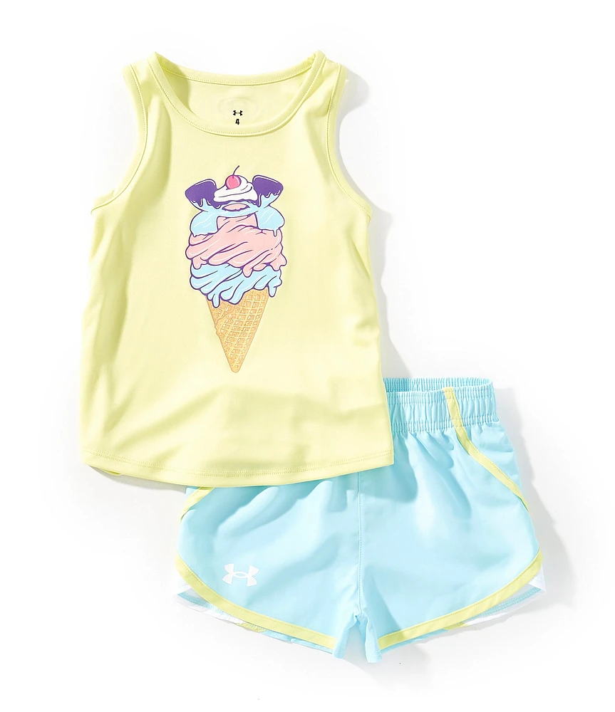 Under Armour Little Girls Sleeveless Ice Cream Motif Tank Top & Shorts Set