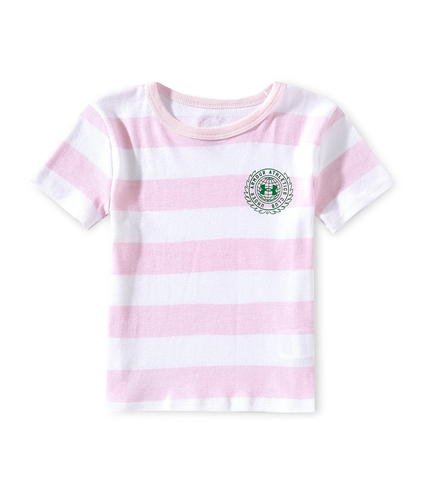 Under Armour Little Girls Athletics Club Stripe Short Sleeve T-Shirt