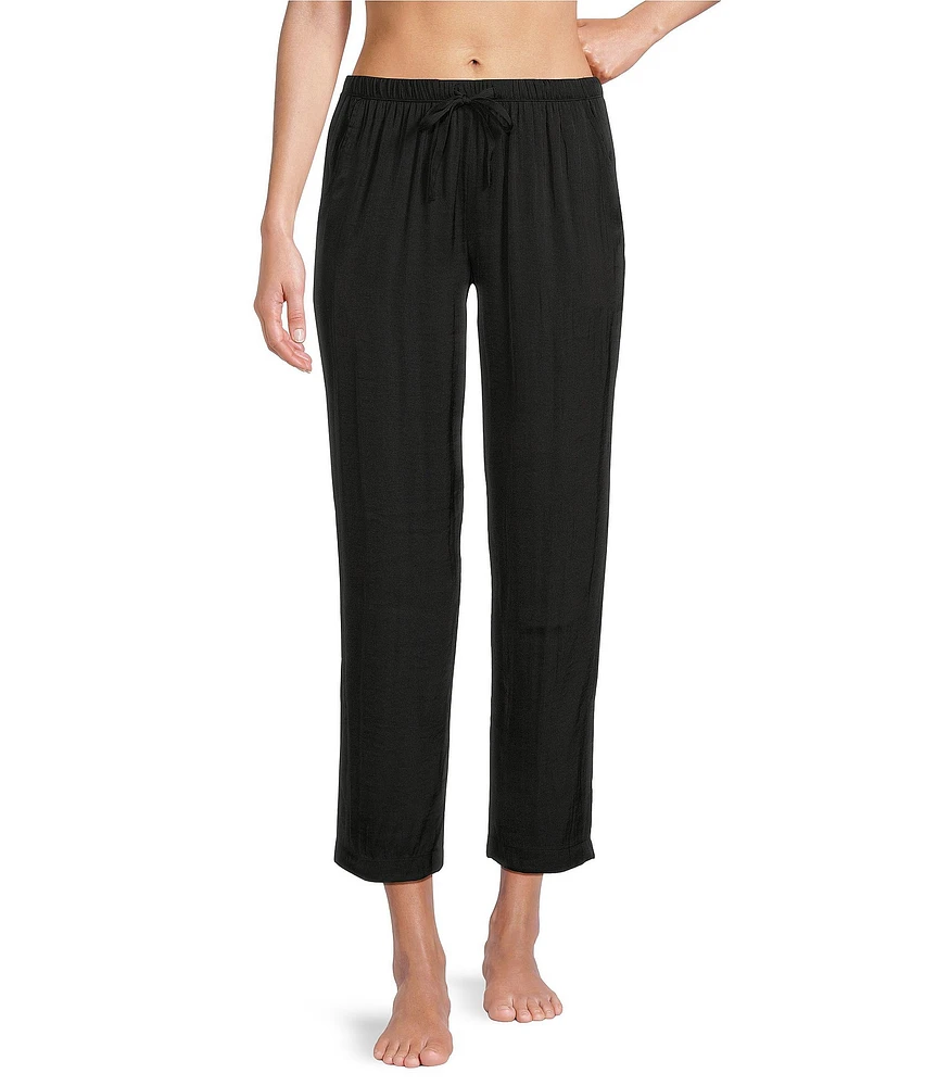 VAN WINKLE & CO. Solid Satin Drawstring Tie Coordinating Sleep Pants