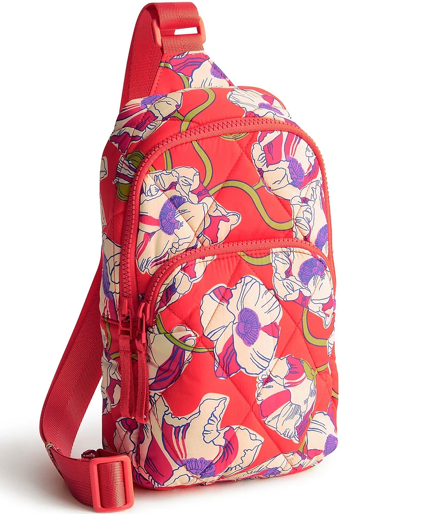 Vera Bradley Lorman Swirling Poppies Featherweight Sling Bag