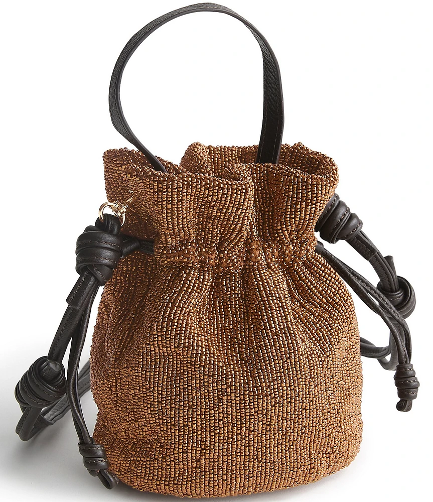 Vera Bradley Tilden Metallic Beaded Drawstring Crossbody Bucket Bag
