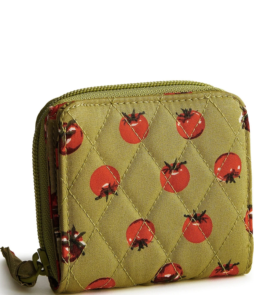 Vera Bradley Tiny Tomatoes Palm Premium Cotton Small Zip Around Wallet