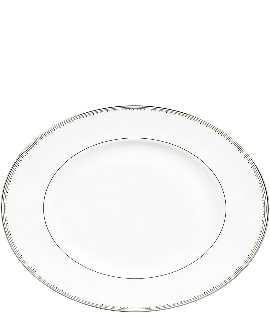 Vera Wang by Wedgwood Grosgrain Striped & Dotted Platinum Bone China Oval Platter