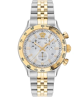 Versace Men's Hellenyium Quartz Chronograph Two Tone Stainless Steel Bracelet Watch