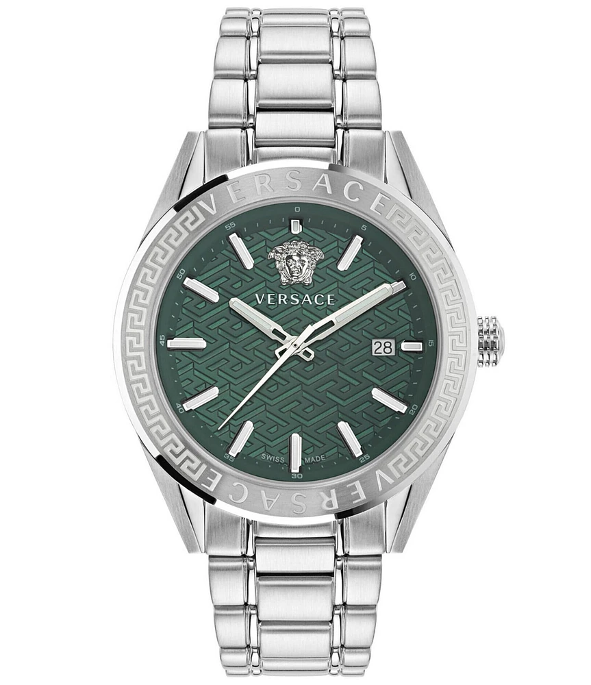 Versace Men's V-Code Mechanical Automatic Stainless Steel Green Dial Watch