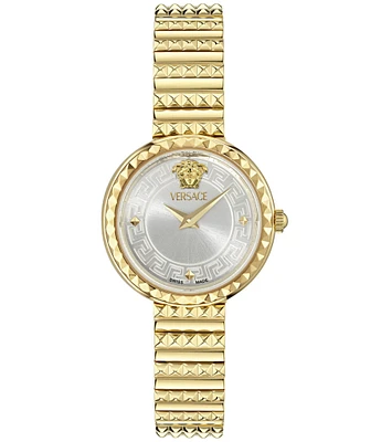 Versace Women's Greca Goddess Petite Analog Black Dial Gold Tone Stainless Steel Bracelet Watch