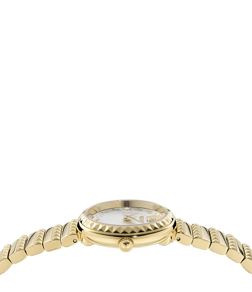 Versace Women's Greca Goddess Petite Analog Black Dial Gold Tone Stainless Steel Bracelet Watch