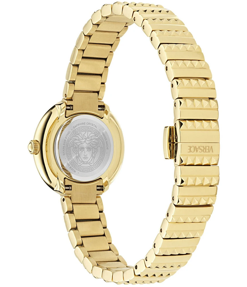 Versace Women's Greca Goddess Petite Analog Black Dial Gold Tone Stainless Steel Bracelet Watch