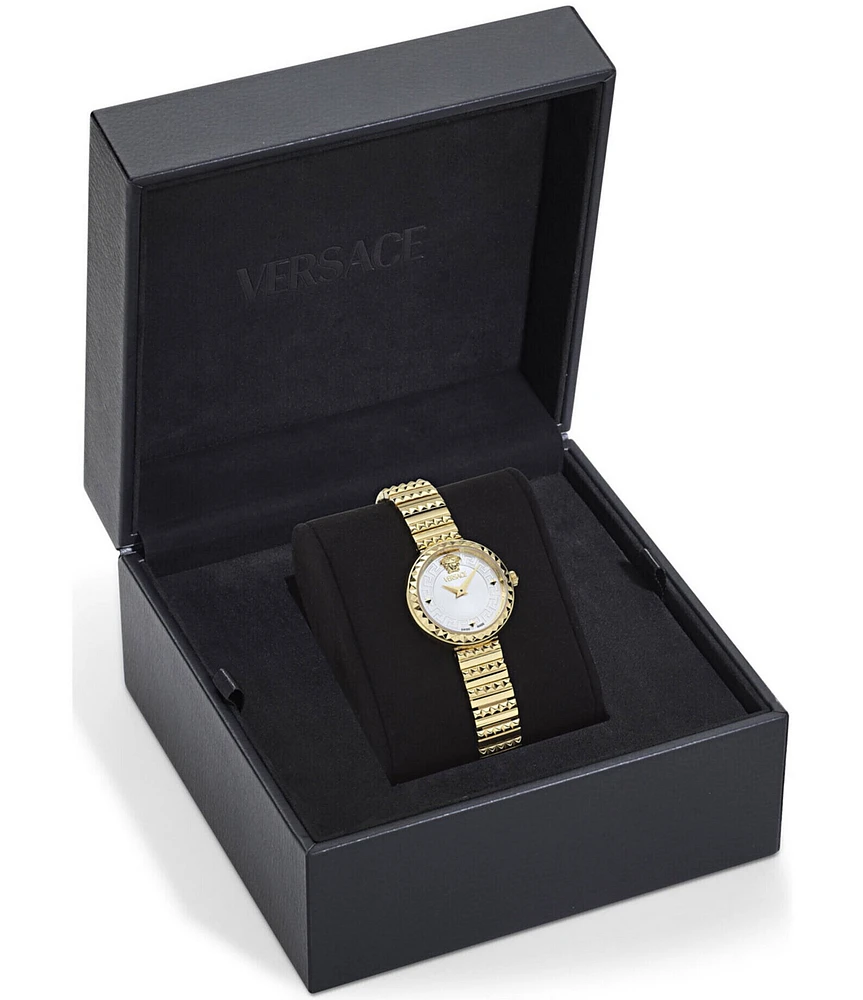 Versace Women's Greca Goddess Petite Analog Black Dial Gold Tone Stainless Steel Bracelet Watch
