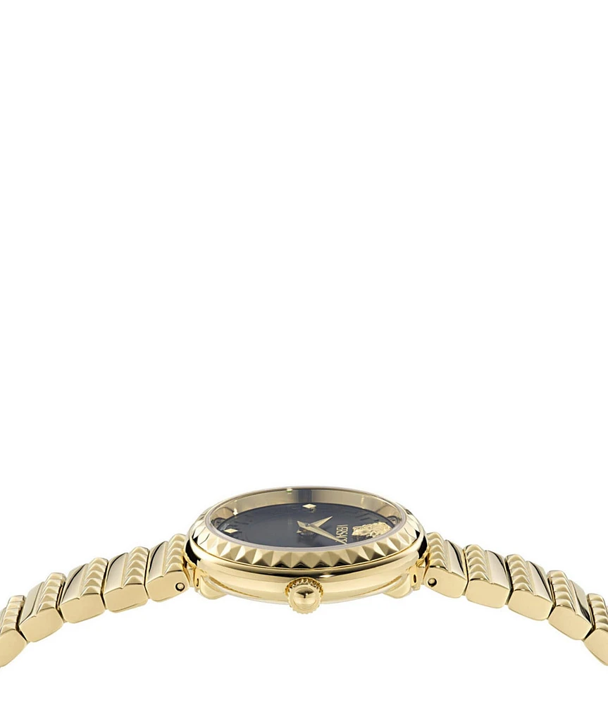 Versace Women's Greca Goddess Petite Analog Black Dial Gold Tone Stainless Steel Bracelet Watch