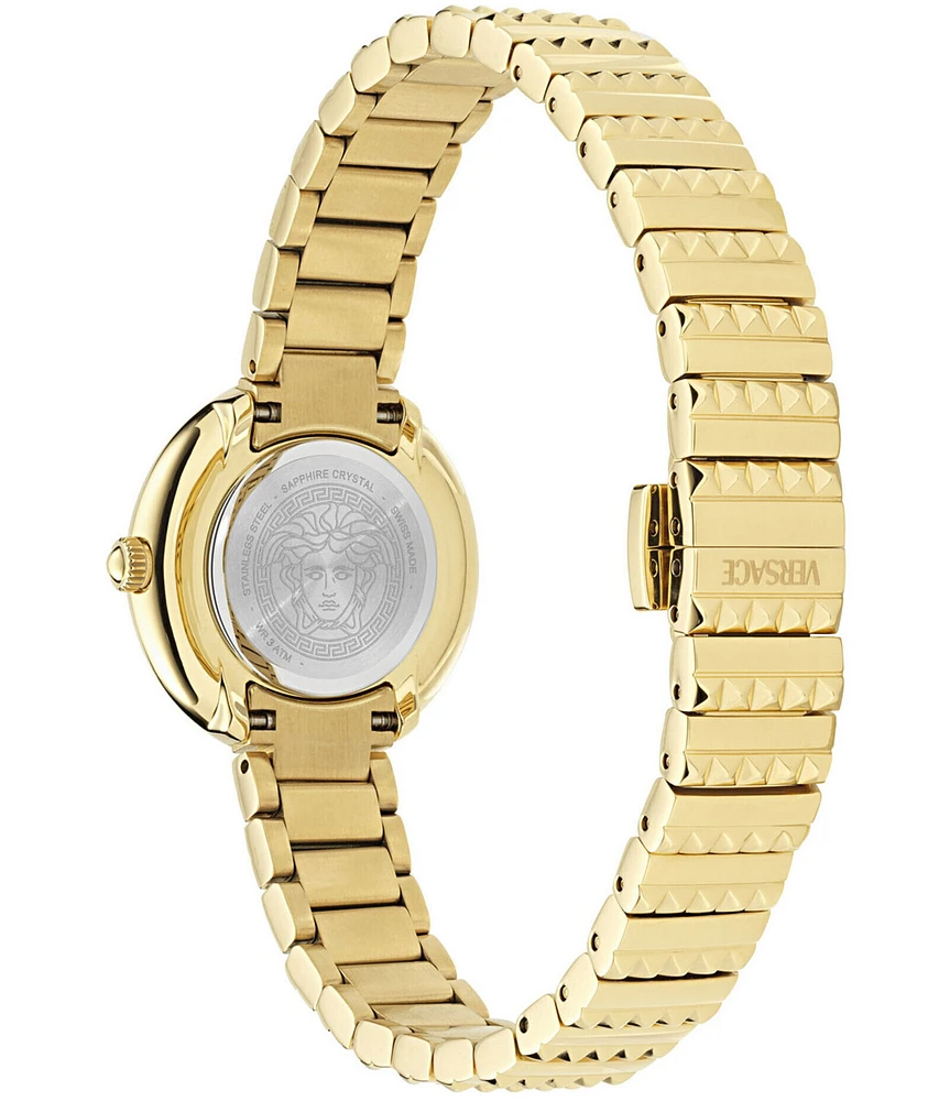 Versace Women's Greca Goddess Petite Analog Black Dial Gold Tone Stainless Steel Bracelet Watch