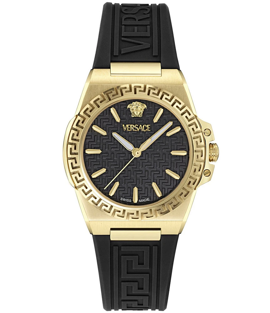 Versace Women's Greca Reaction Analog Black Strap Watch