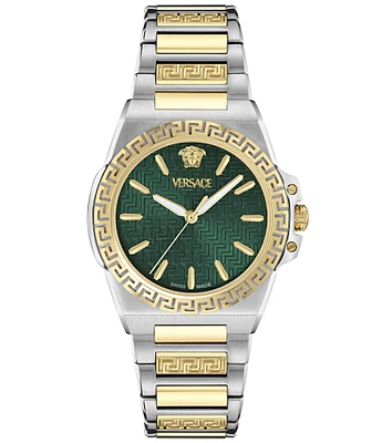 Versace Women's Greca Reaction Analog Two Tone Stainless Steel Bracelet Watch