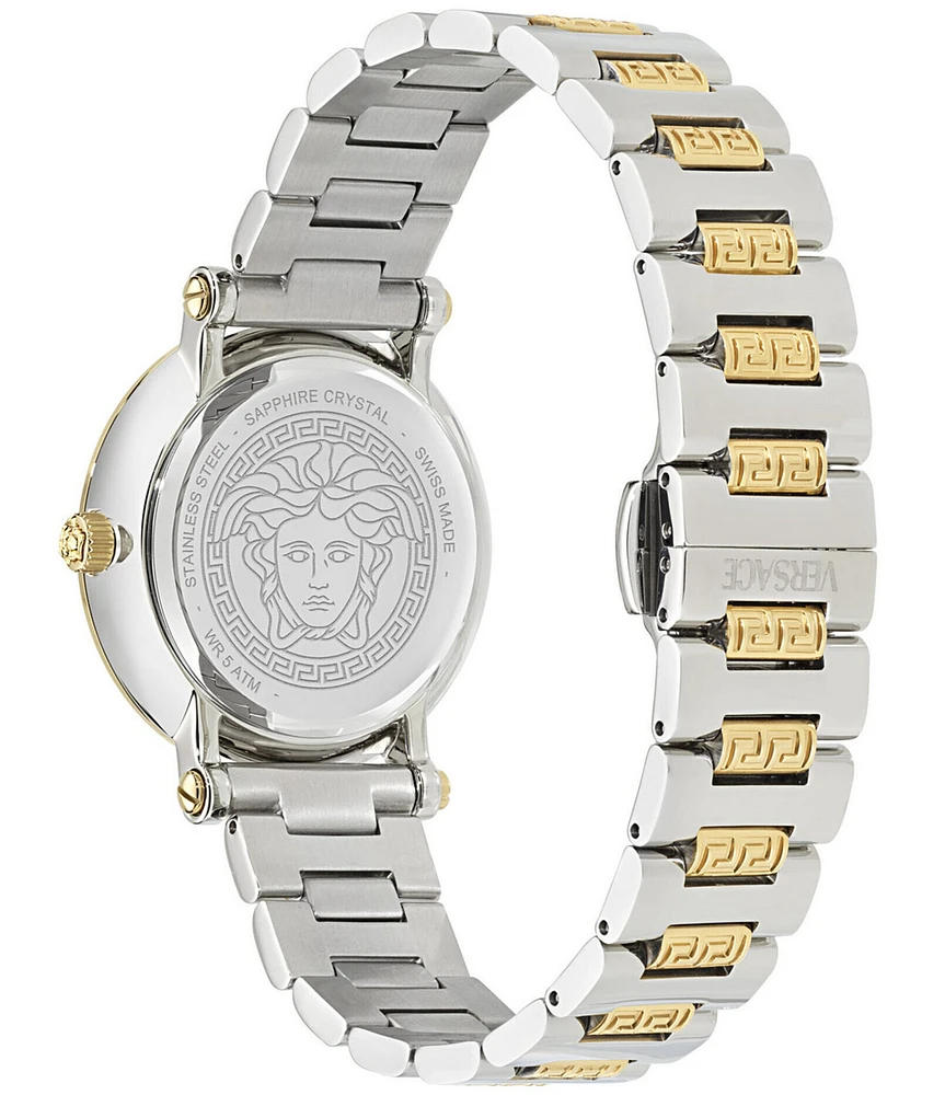 Versace Women's Greca Sphere Analog Royal Green Dial Two Tone Stainless Steel Bracelet Watch