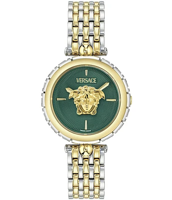 Versace Women's Medusa Heritage Analog Green and Emblem Dial Two Tone Stainless Steel Bracelet Watch