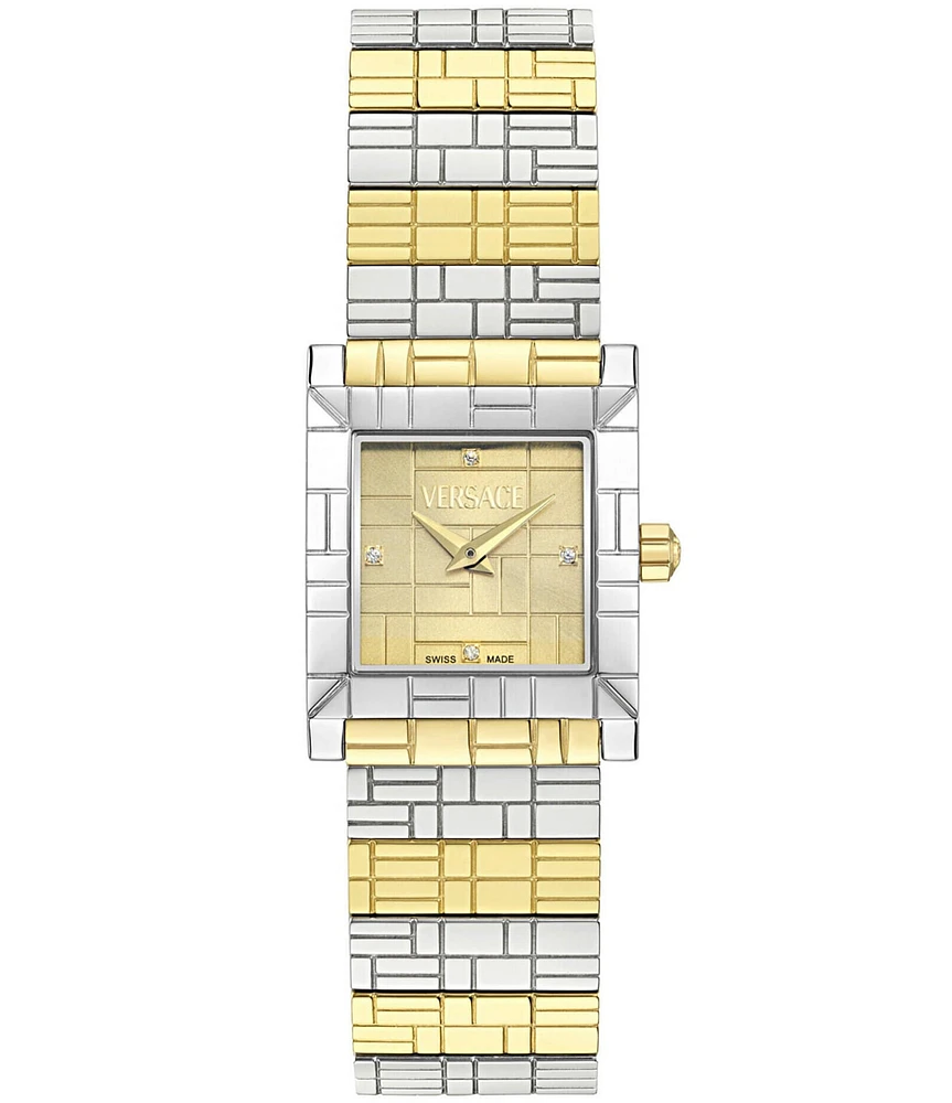Versace Women's Mosaic Embossed Analog Two Tone Stainless Steel Bracelet Watch