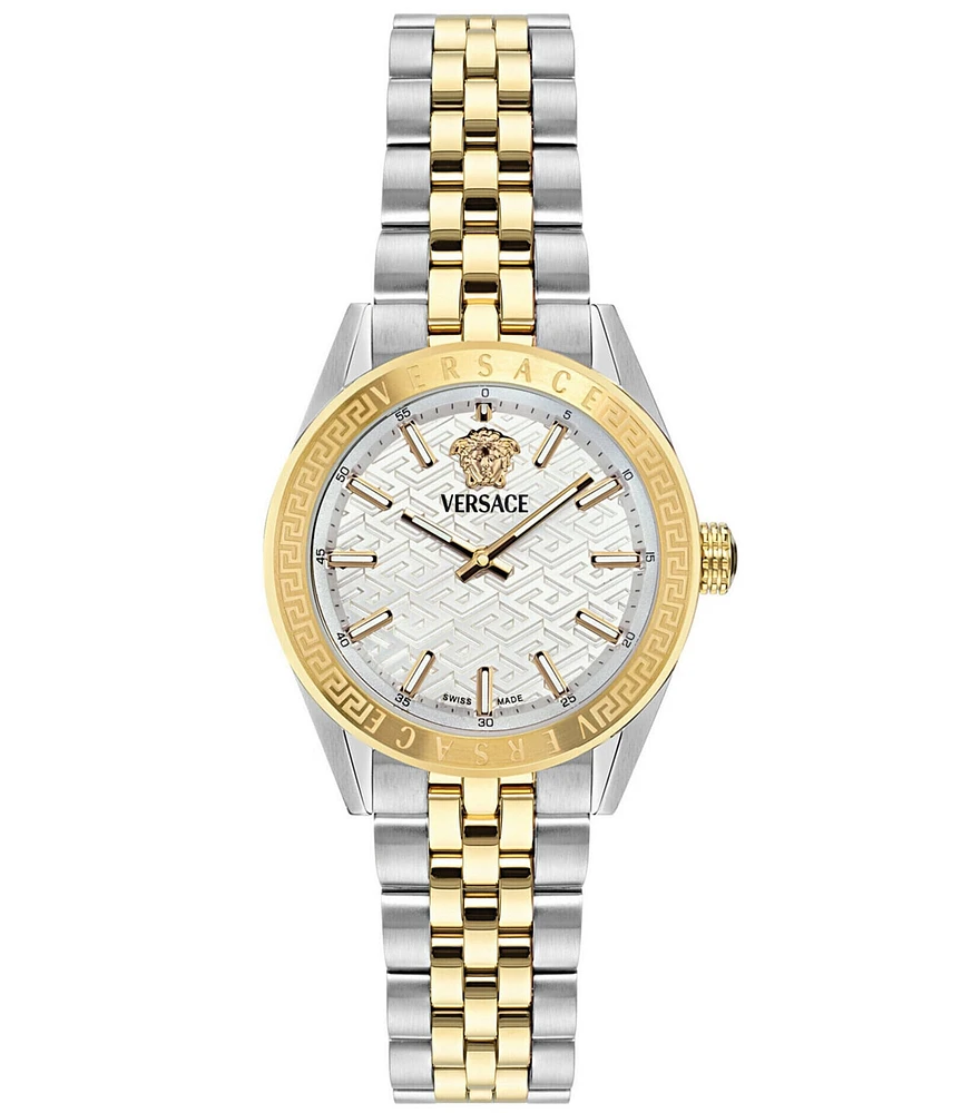 Versace Women's V-Code Quartz Analog Two Tone Stainless Steel Bracelet Watch
