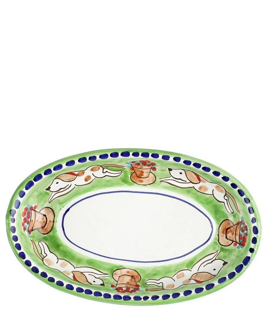 VIETRI Campagna Cane Dog Print Small Oval Tray