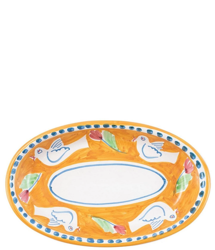 VIETRI Campagna Uccello Bird Print Small Oval Tray