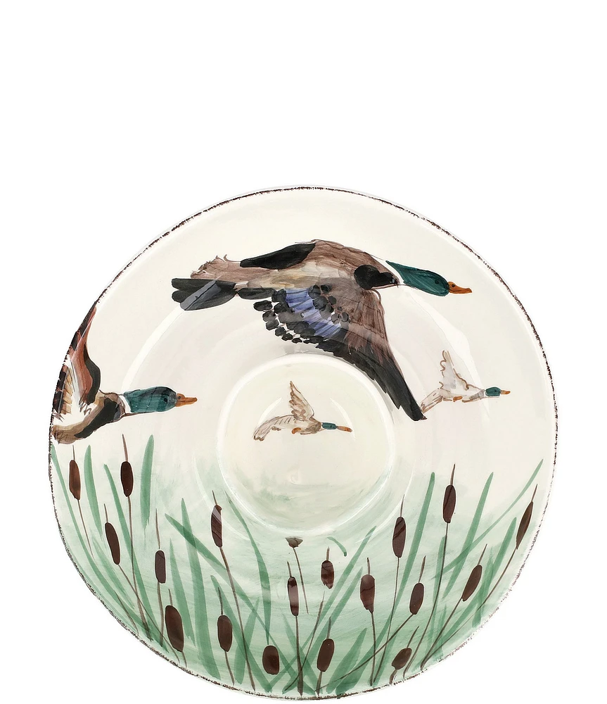 VIETRI Festive Fall Wildlife Mallard Chip N Dip Server