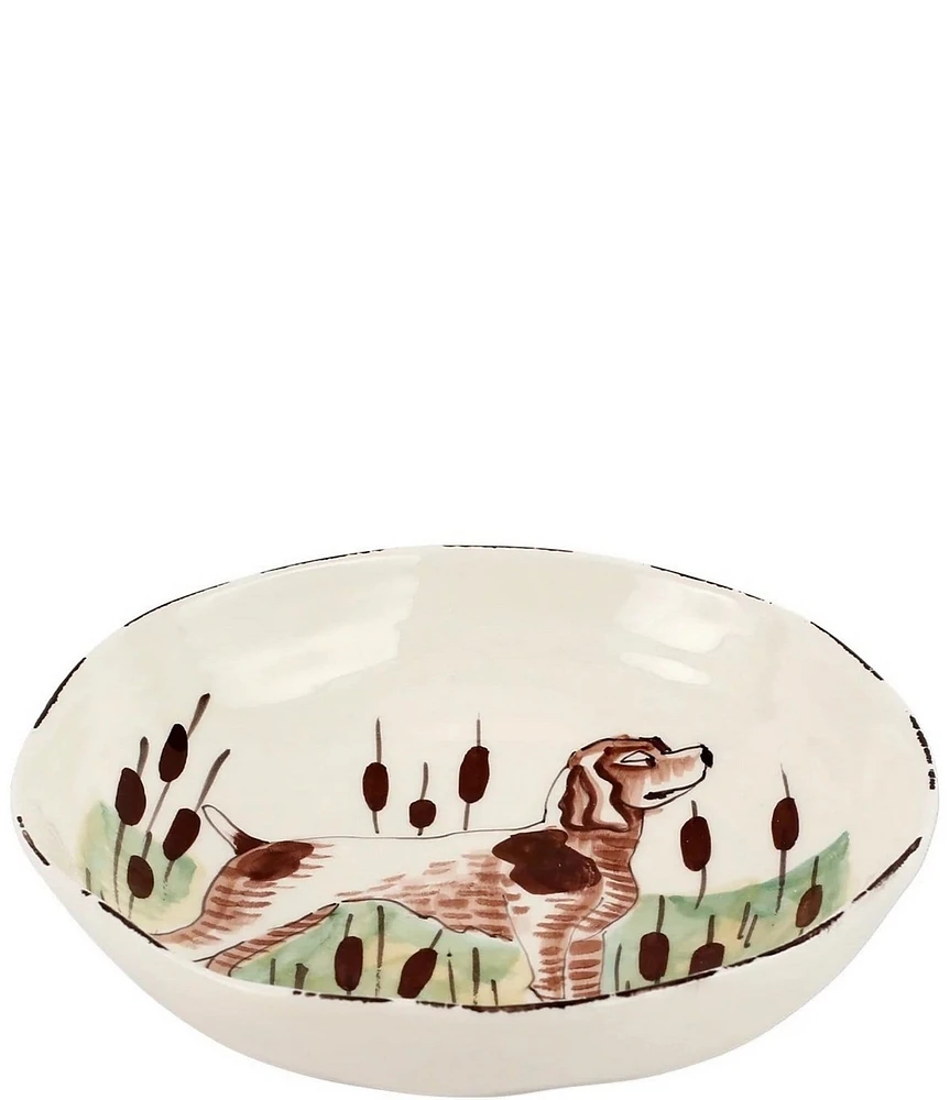 VIETRI Festive Fall Wildlife Spaniel Pasta Bowl
