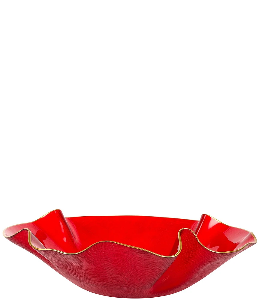 VIETRI Holiday Glass Medium Ruffled Bowl