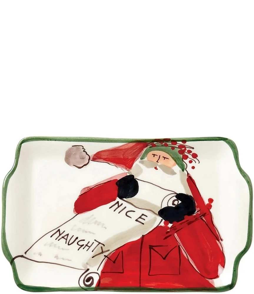 VIETRI Holiday Old St. Nick Naughty or Nice Rectangular Plate
