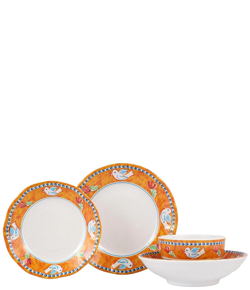 VIETRI Melamine Campagna Uccello 4-Piece Place Setting Set