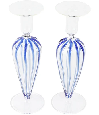 VIETRI Nuovo Stripe Candlesticks - Set of 2