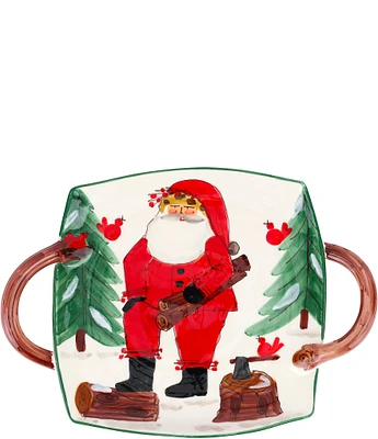 VIETRI Old St. Nick Handled Square Platter