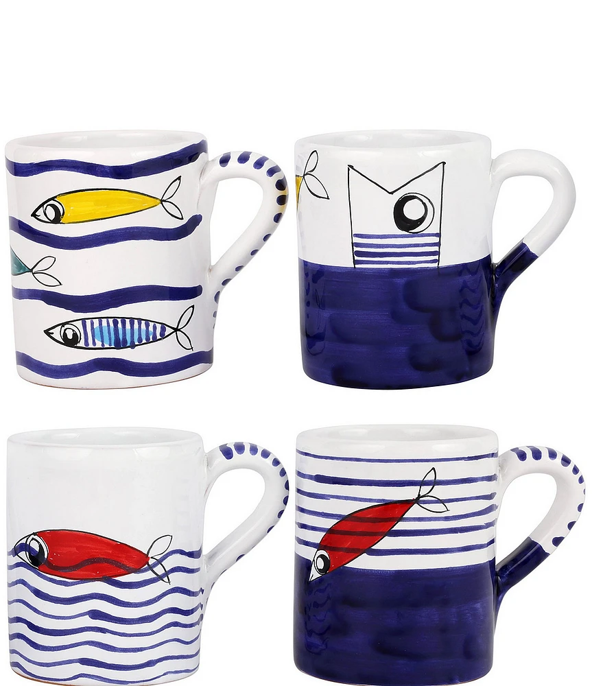 VIETRI Pesce Pazzo Assorted Coffee Mugs, Set of 4