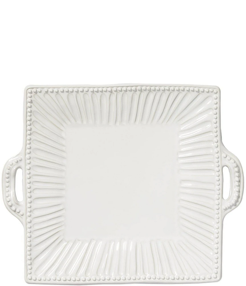 VIETRI Incanto Stone Stripe Handled Square Platter