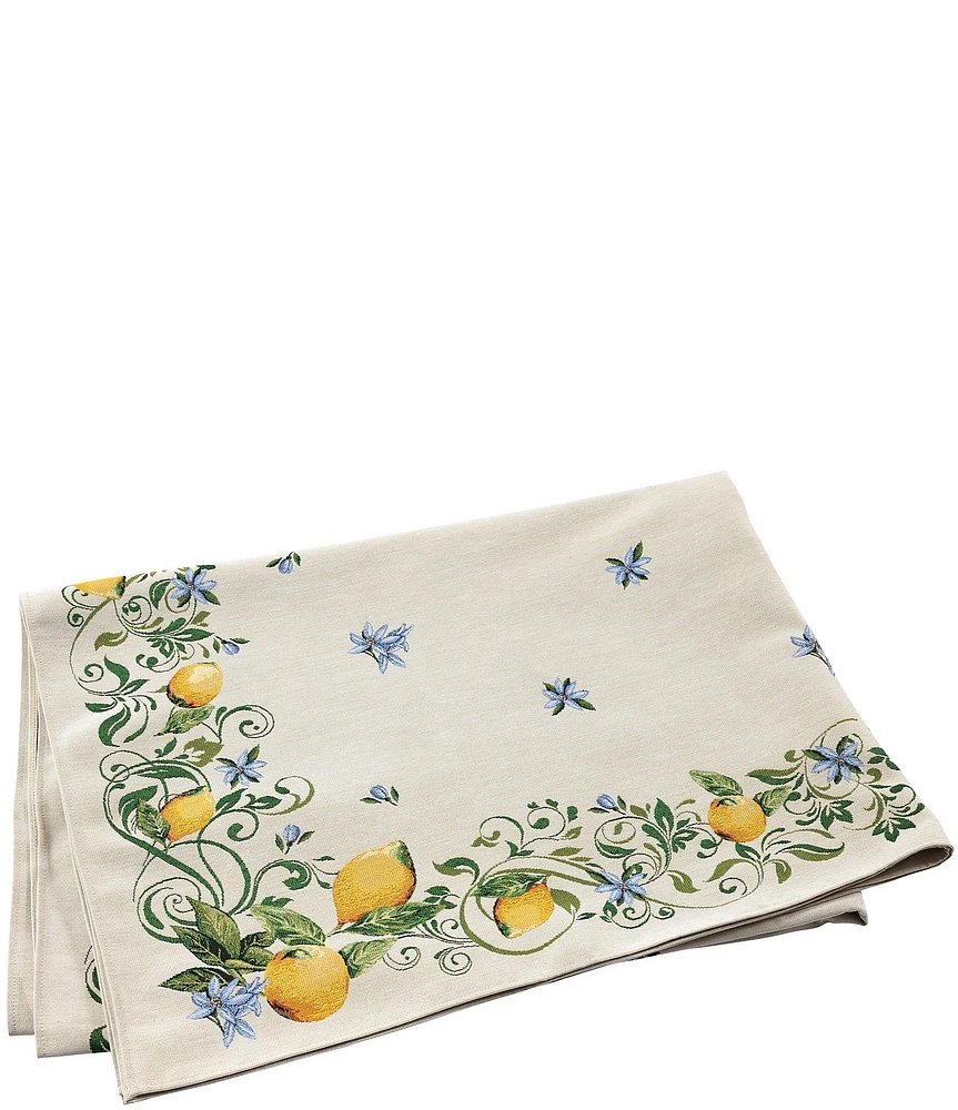 VIETRI Tavola Lemons with Blue Flowers Tablecloth