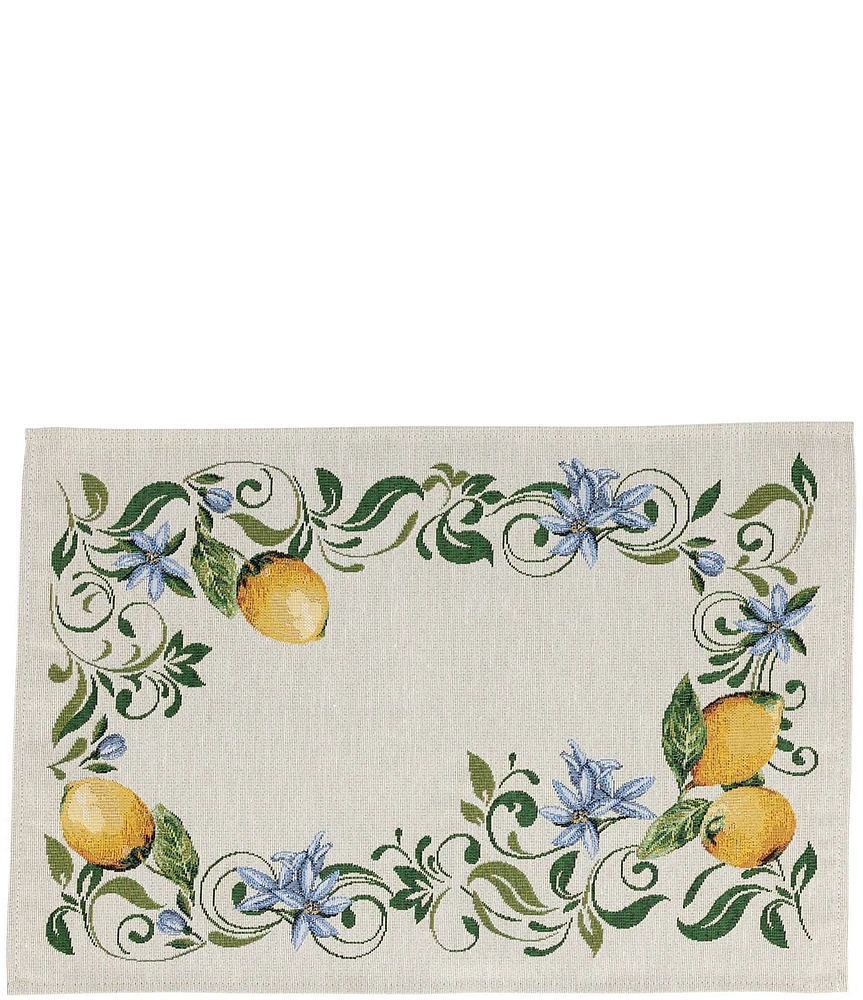 Vietri Tavola Lemons with Flowers Natural Placemats, Set of 4