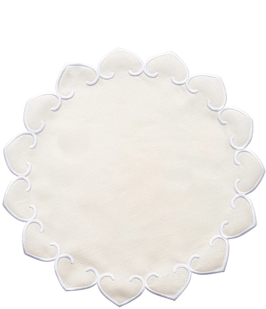 VIETRI Tessuti Ivory Round Placemats with White Stitching, Set of 4