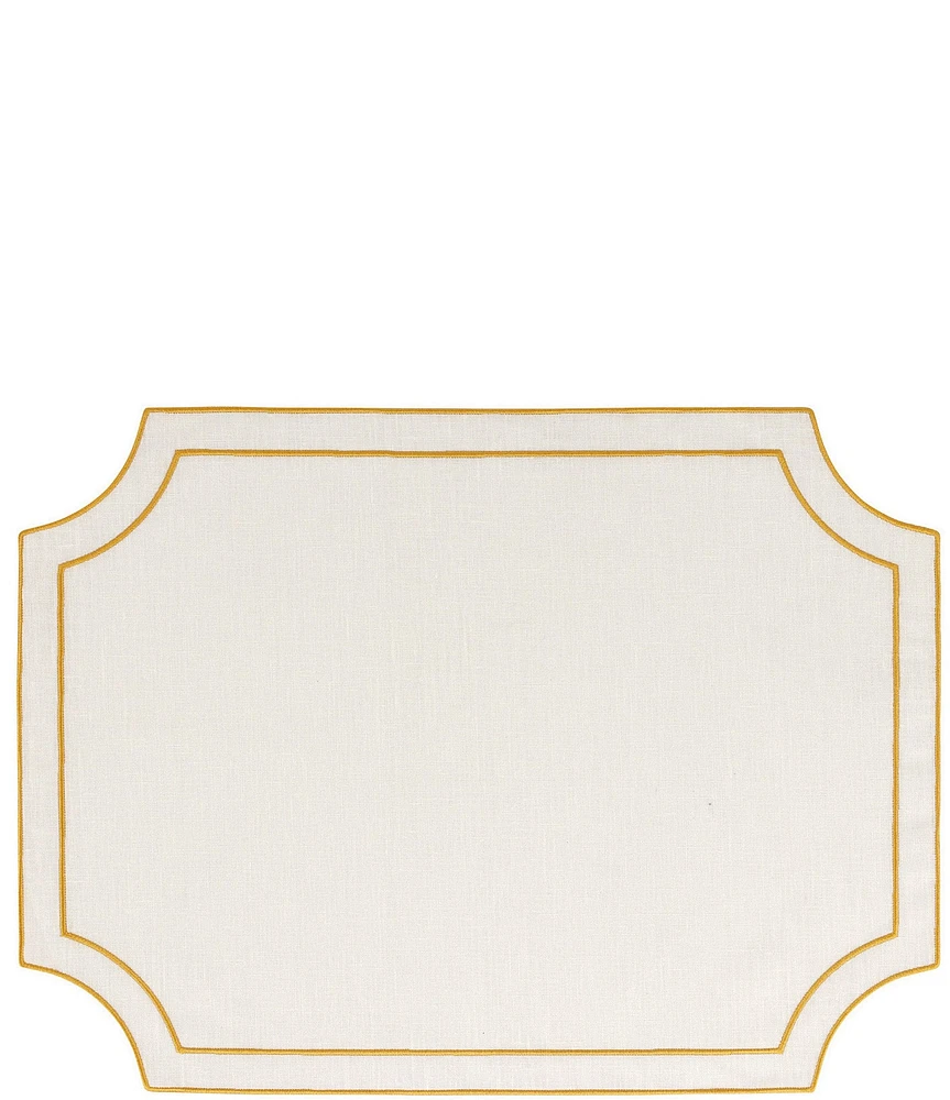 VIETRI Tessuti White Rectangular Placemats with Gold Stitching, Set of 4